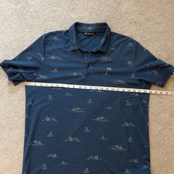 Travis Mathew Boat Mountain Print Short Sleeve Polo Top Size Xl Company Logo - Picture 7 of 8